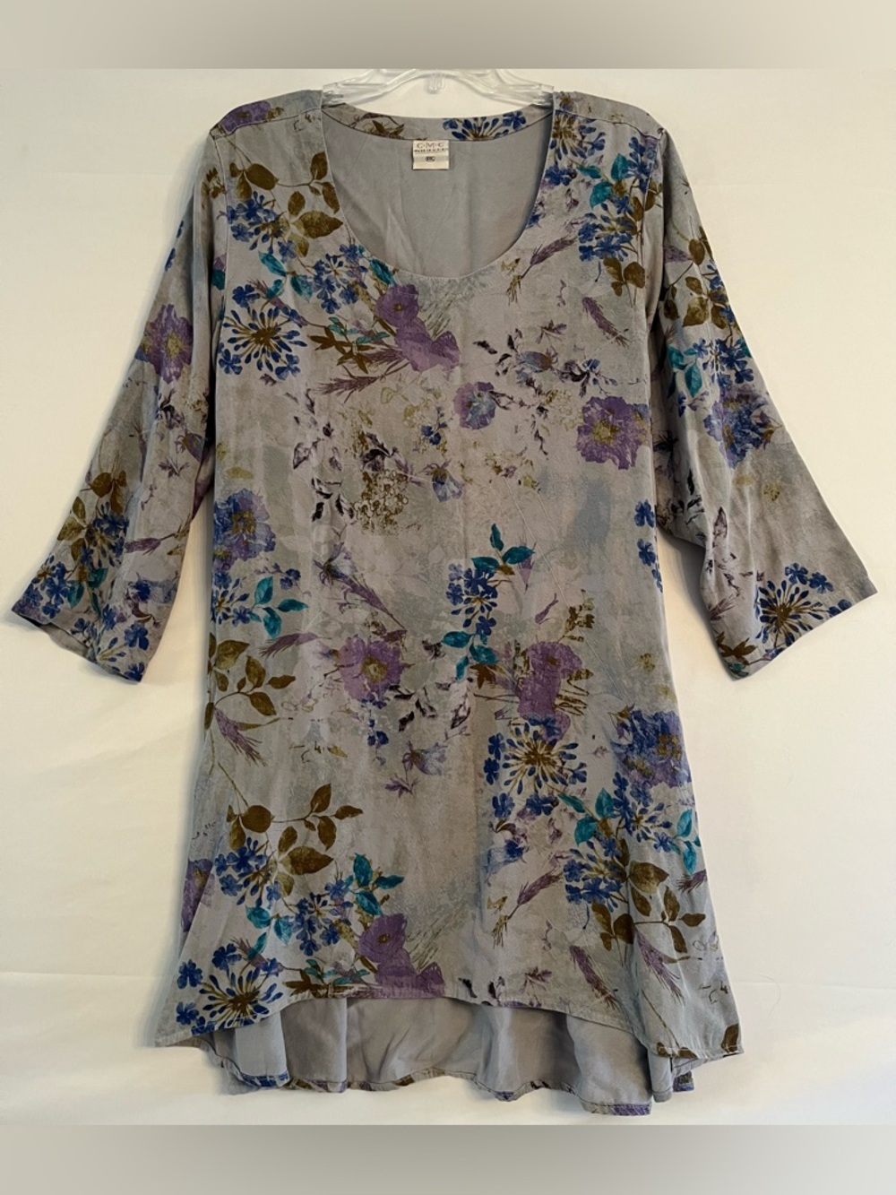 Vintage C·M·C Tencel Floral Tunic Dress Boho Artsy XXL
